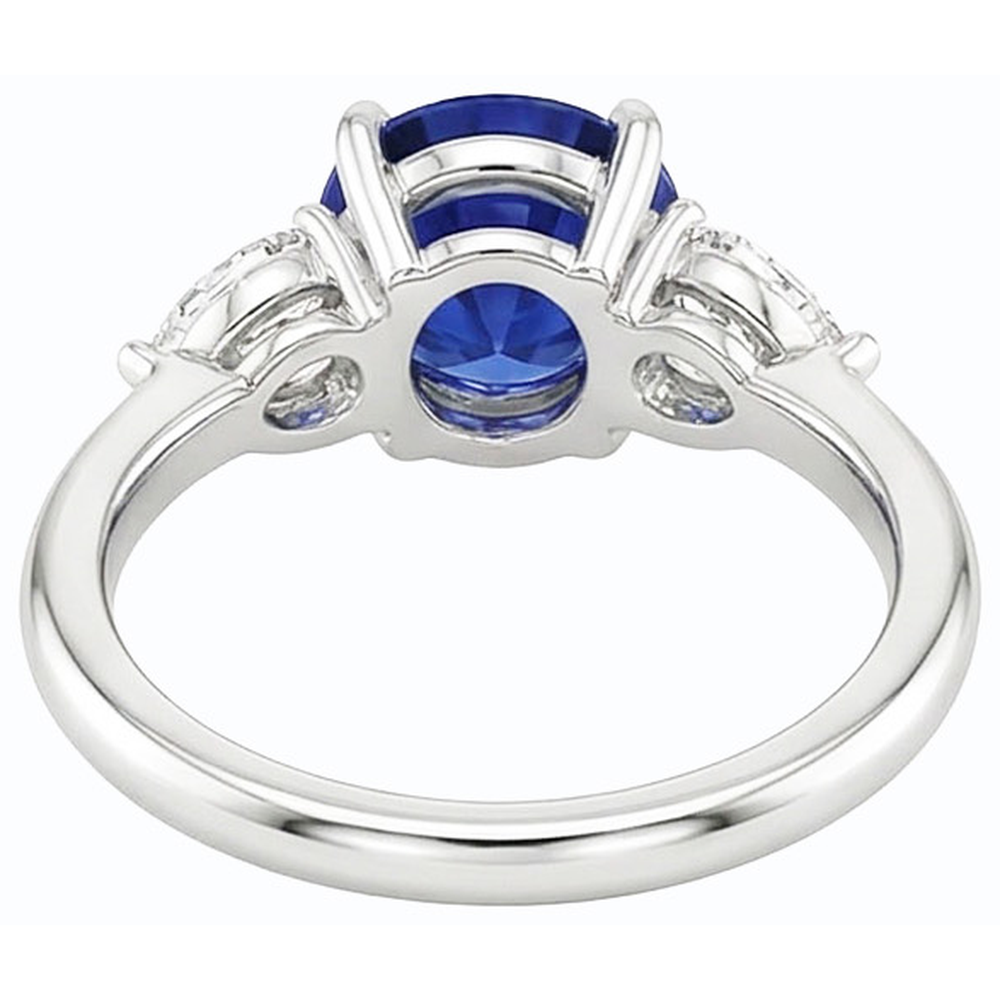 natural round sapphire 3ct ring top view