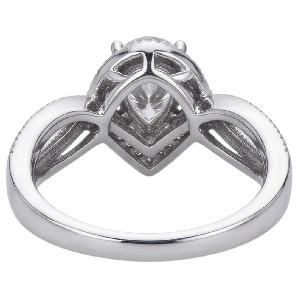Pear Natural Earth Mined Diamond Engagement Ring 1.25 Carat Twisted Shank Accent WG 14K