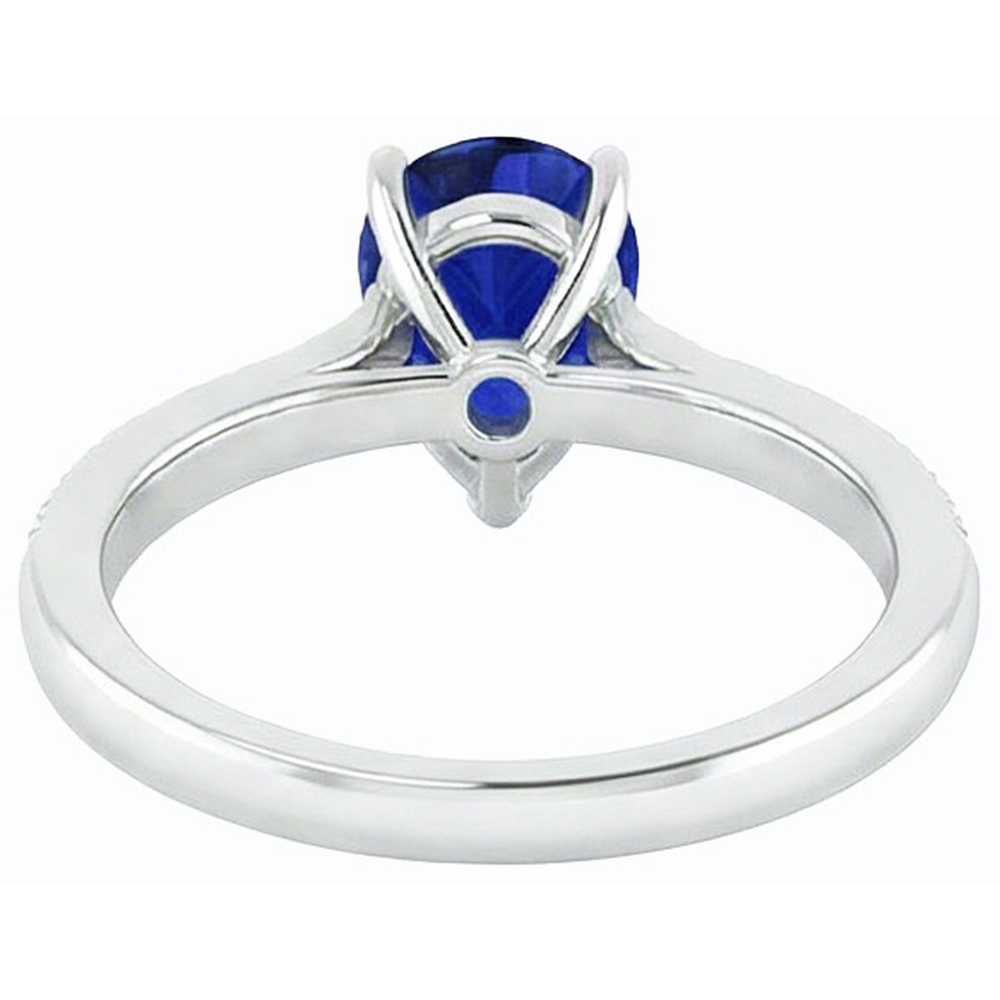 natural round sapphire 3ct ring profile view