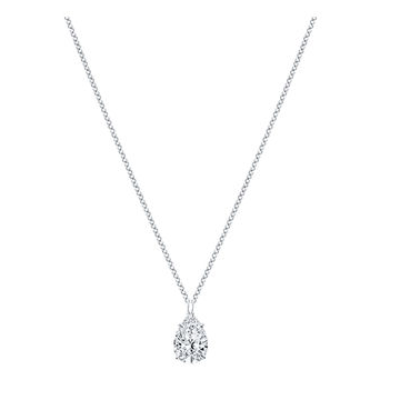 Pear Cut Solitaire 1.75 Carats Natural Earth Mined Diamond Pendant Necklace White Gold