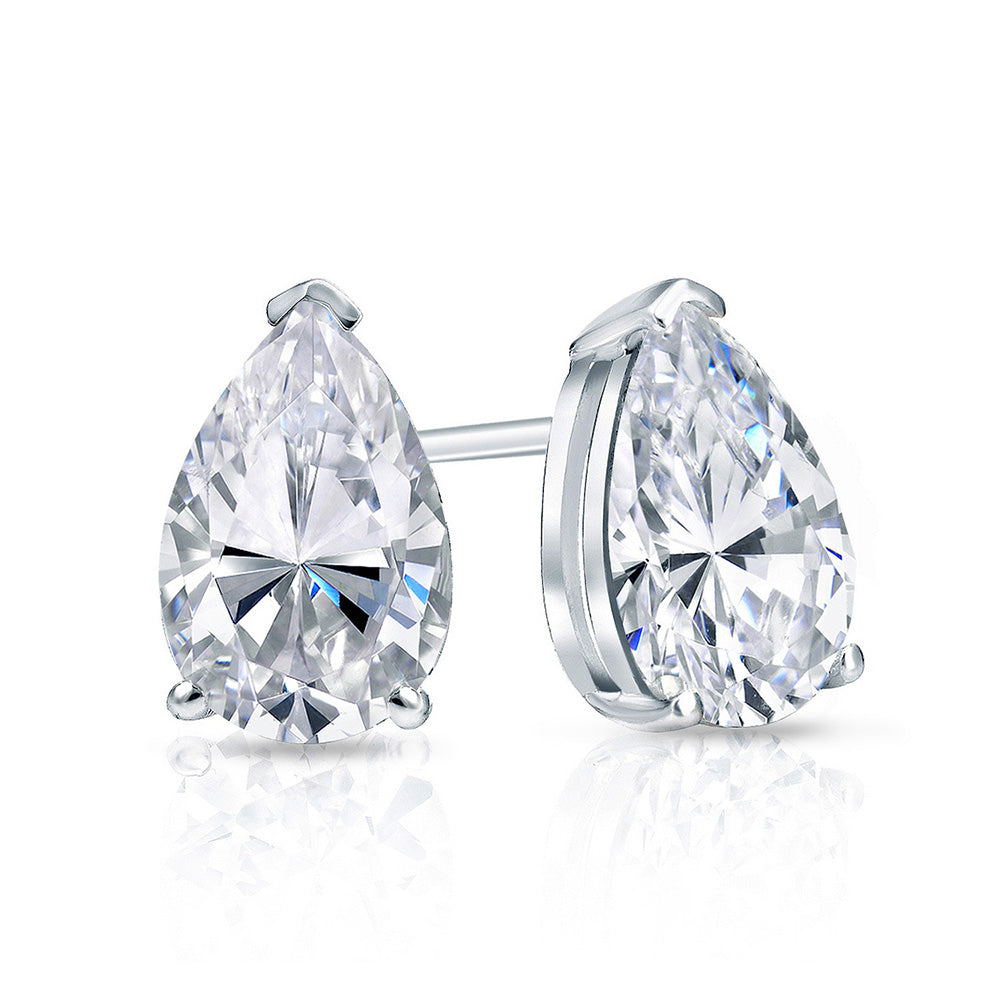 Pear Cut Solitaire 4 Ct GIA CERTIFIED Lab Grown Diamond Stud Earrings White Gold Lady Jewelry