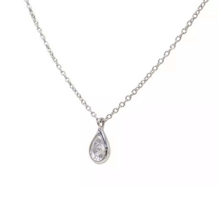 Pear Cut Solitaire Sparkling Natural Earth Mined Diamond Pendant 1.25 Carats Necklace