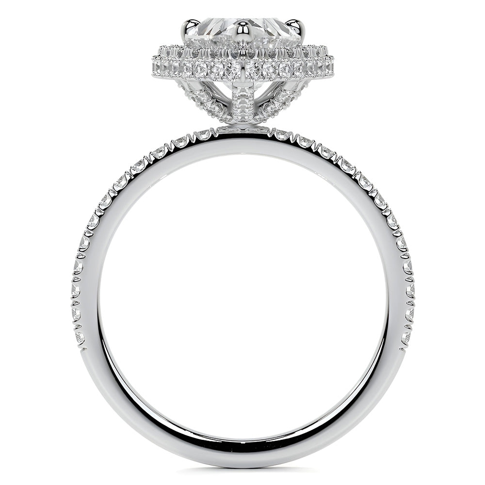 Pear & Round Old Cut Halo Diamond Anniversary Ring 3.50 Carats