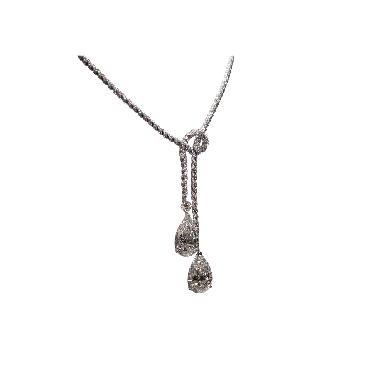 Pendant Necklace 10 Carats Pear & Round Cut Sparkling Natural Earth Mined Diamonds