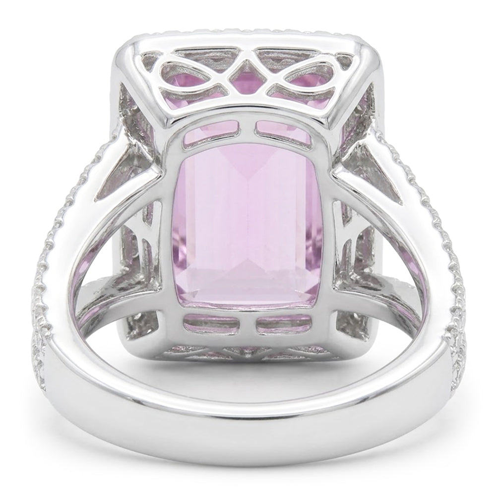 Pink Kunzite Gemstone Halo Ring