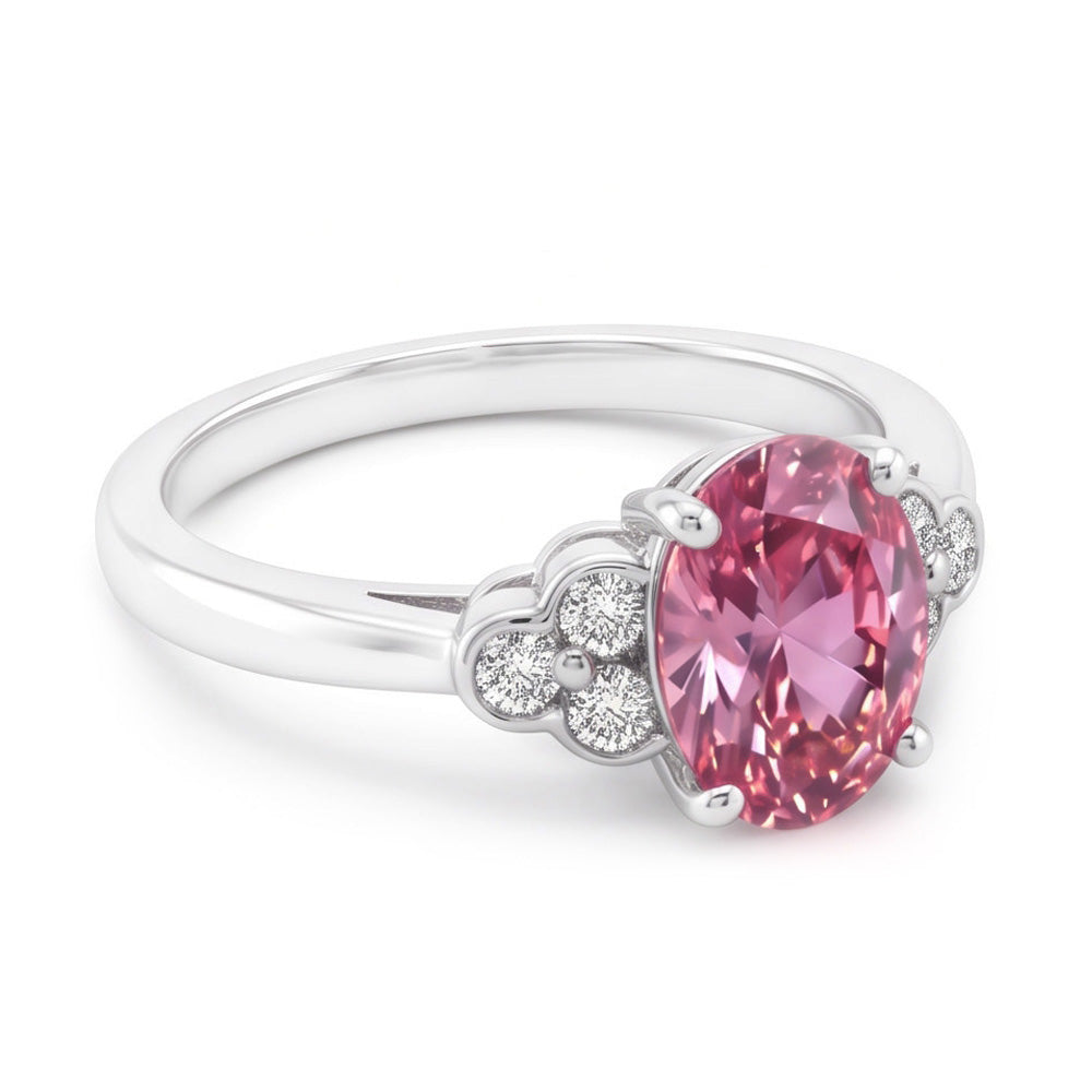 Pink Oval Sapphire Engagement Ring