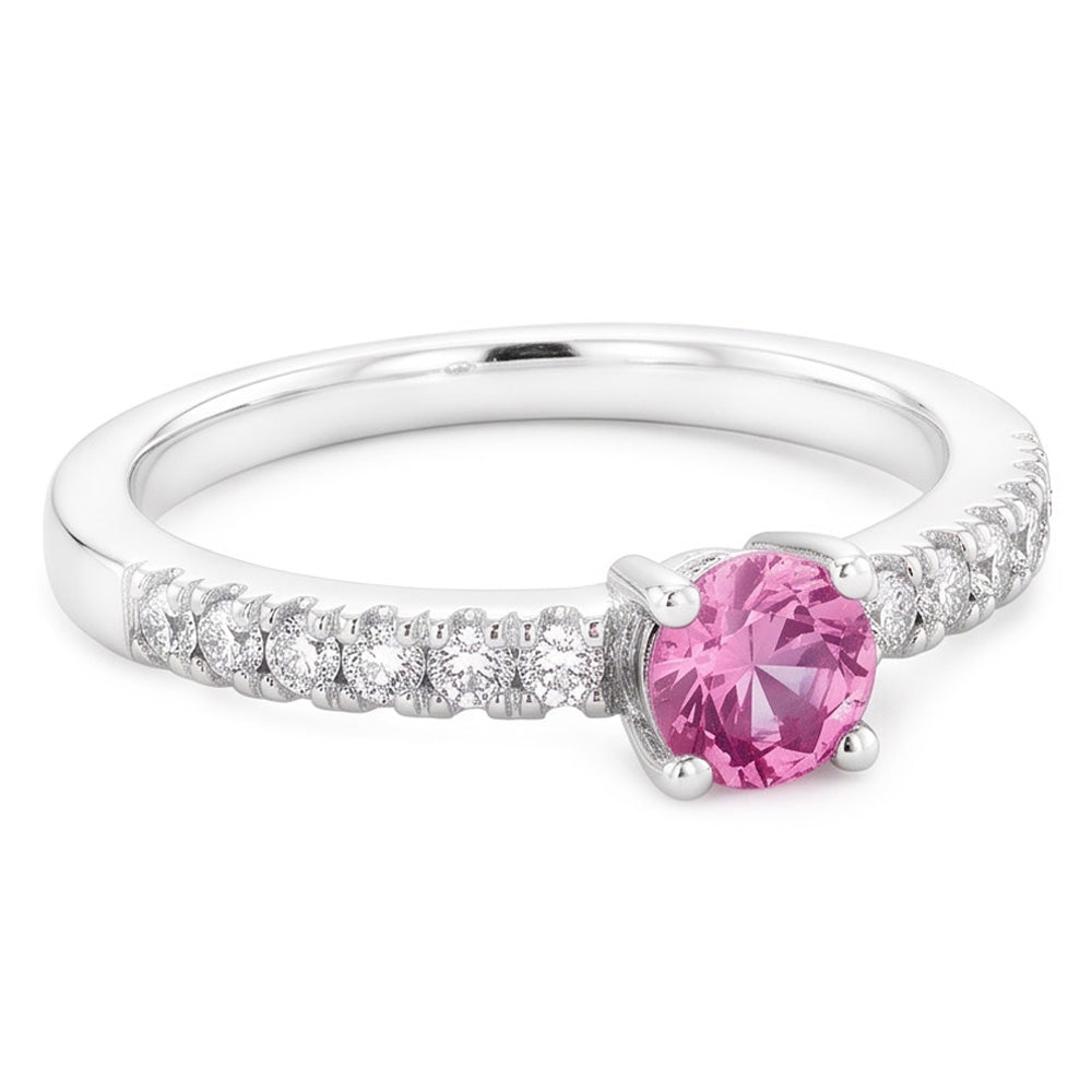 Pink Sapphire And Natural Earth Mined Diamond Ring 1.45 Carats Gemstone White Gold 14K