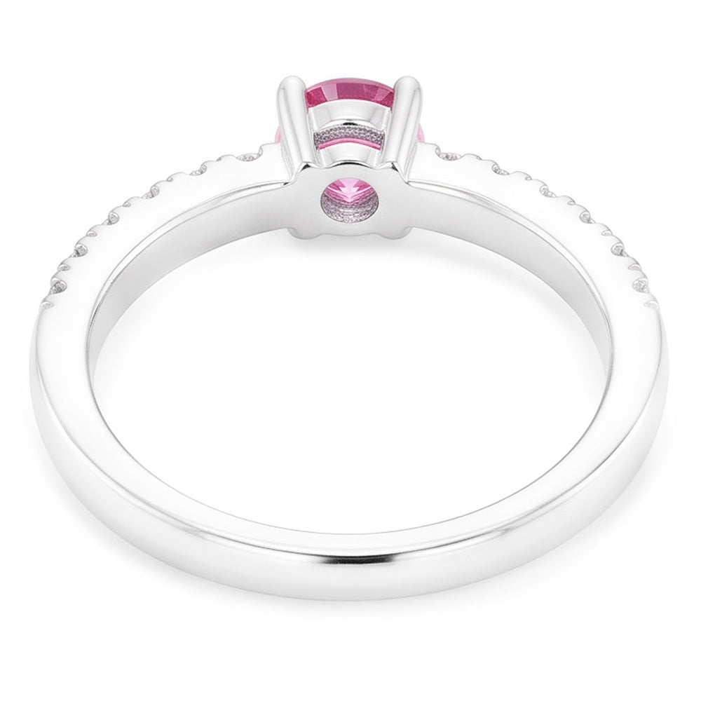 Pink Sapphire And Natural Earth Mined Diamond Ring 1.45 Carats Gemstone White Gold 14K