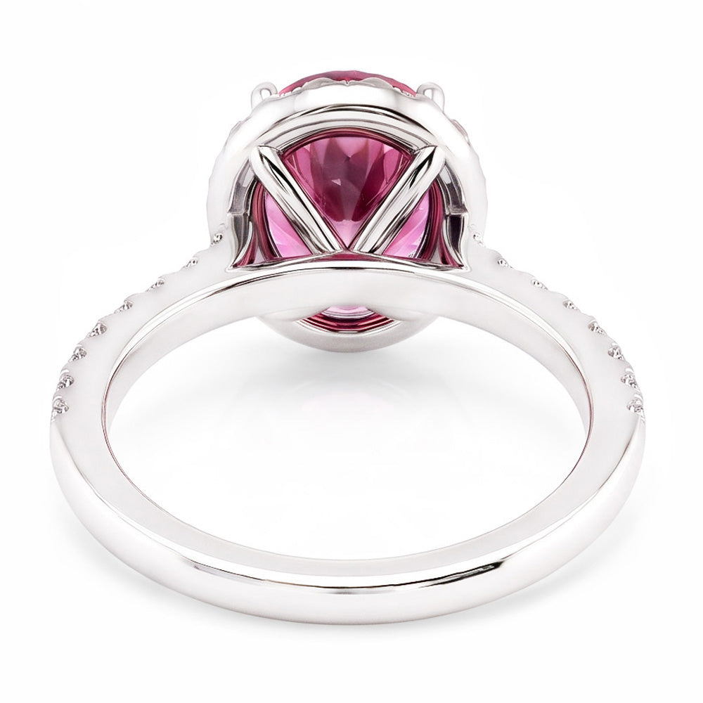 Pink Sapphire And Natural Earth Mined Diamonds 3.90 Carats Ring White Gold 14K