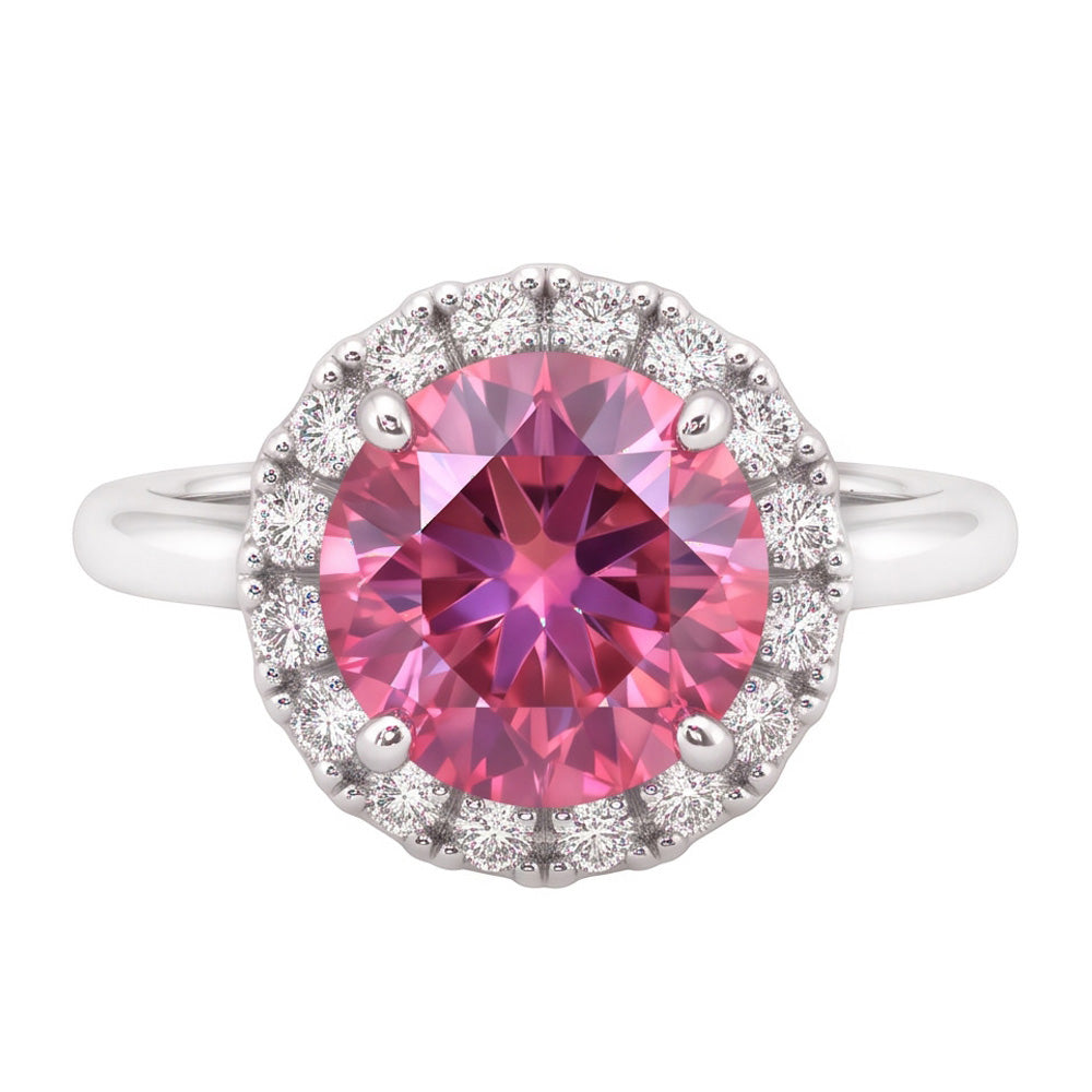 Pink Sapphire Halo Engagement Ring