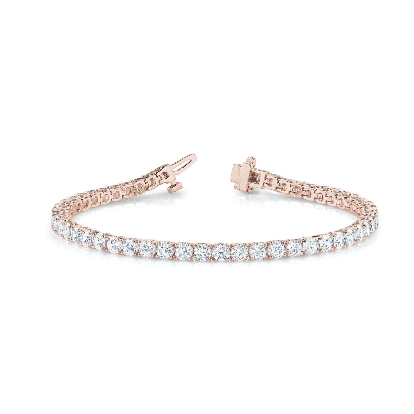 Pink Gold Round Diamond Tennis Bracelet