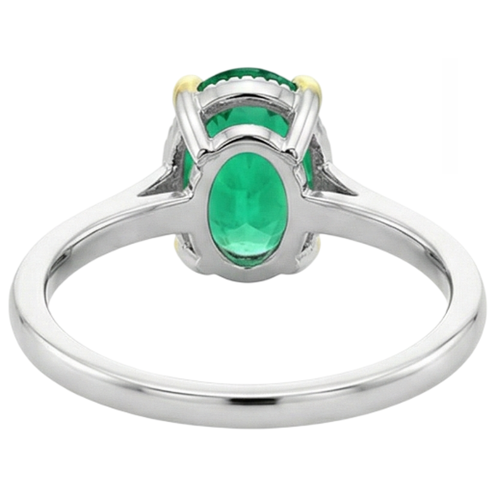 Natural Real ( Not Lab Grown ) Precious Gemstone Ring Green Emerald GIA Oval Cut