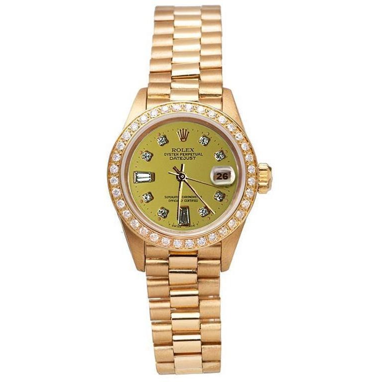 Diamond Dial Bezel Rolex Watch Datejust Yg