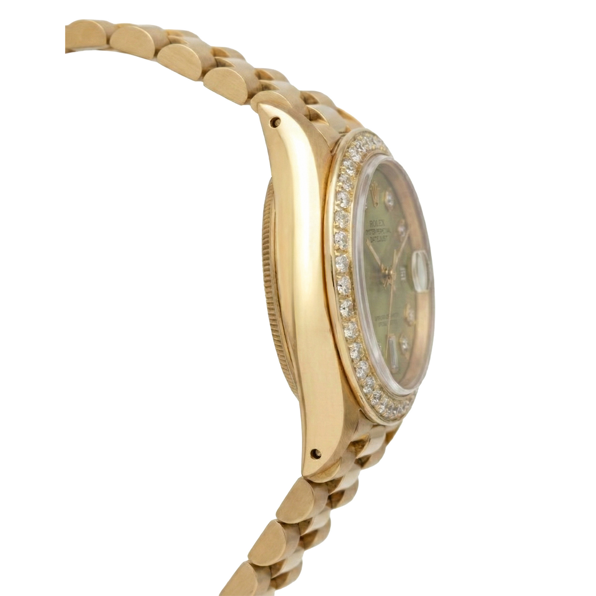 President Champagne Diamond Dial Bezel Rolex Watch Datejust Yg