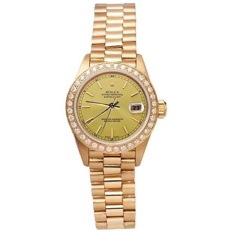 Rolex Dj Watch Champagne Stick Dial Bezel