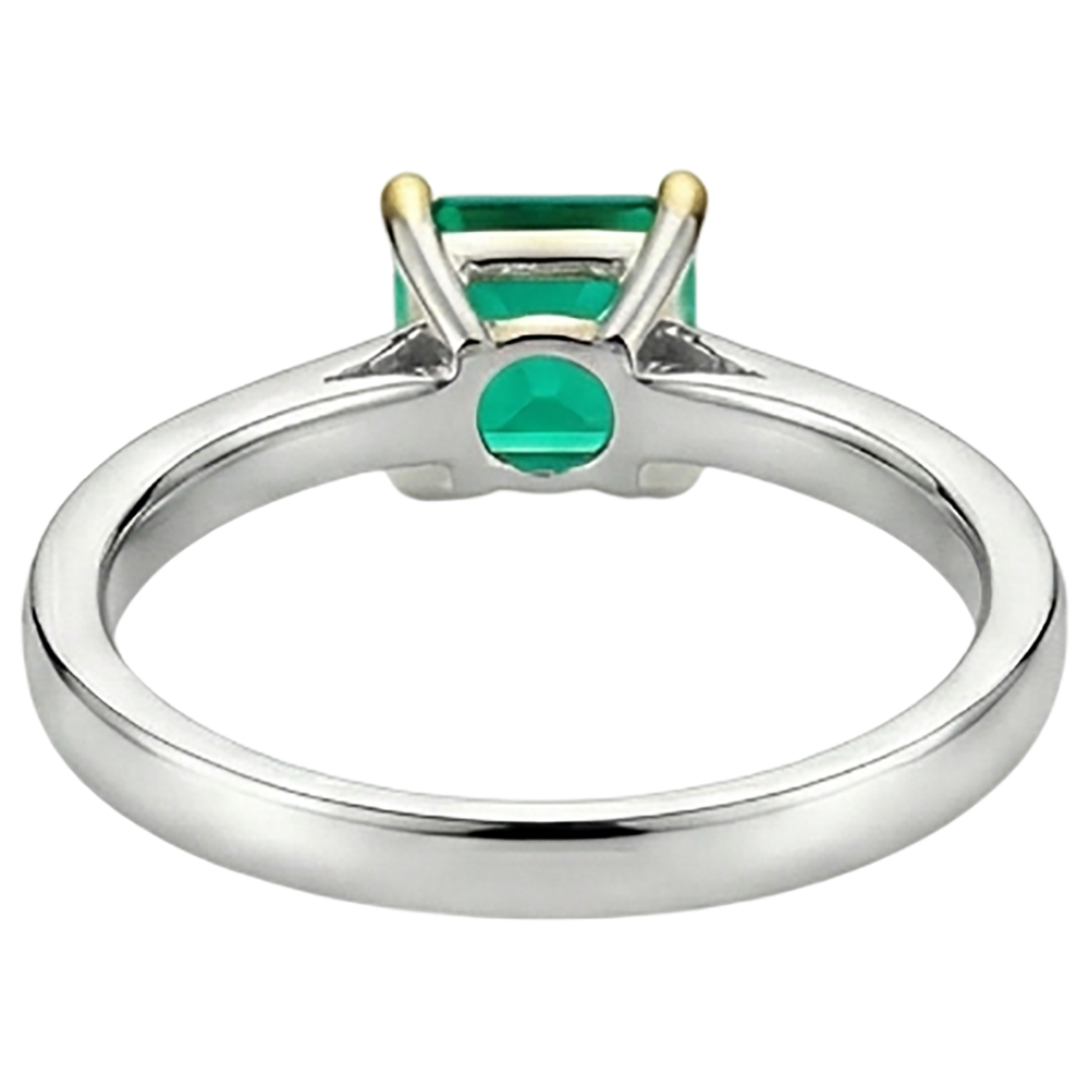 Natural Real ( Not Lab Grown ) Princess Cut Gemstone Ring Green Emerald GIA & Diamond Jewelry