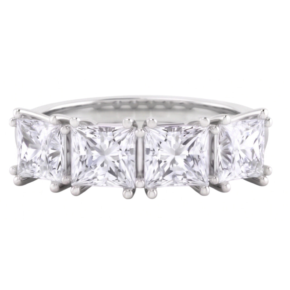 Princess Cut Natural Earth Mined Diamond Anniversary Ring Band 3 Carats