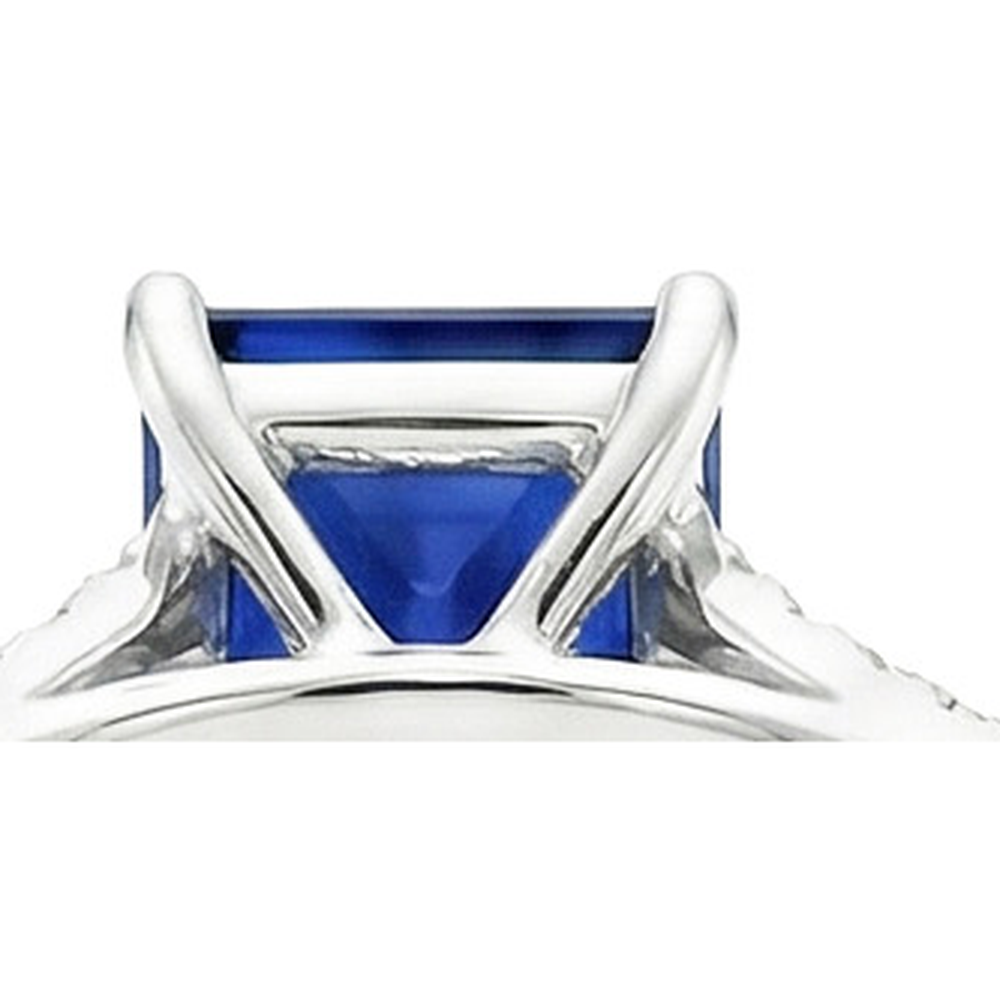 Princess Cut Solitaire Gemstone Ring With Pave Natural Earth Mined Diamond Accents 6 Carat