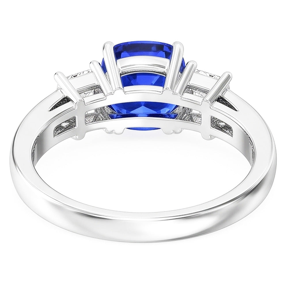 Princess & Round Natural Earth Mined Diamond Cushion Sapphire Ring Jewelry 3.50 Carats