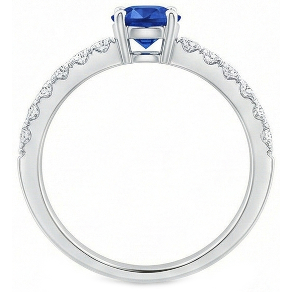 Prong Set 3.10 Ct Ceylon Sapphire Natural Earth Mined Diamonds Wedding Ring White Gold 14K