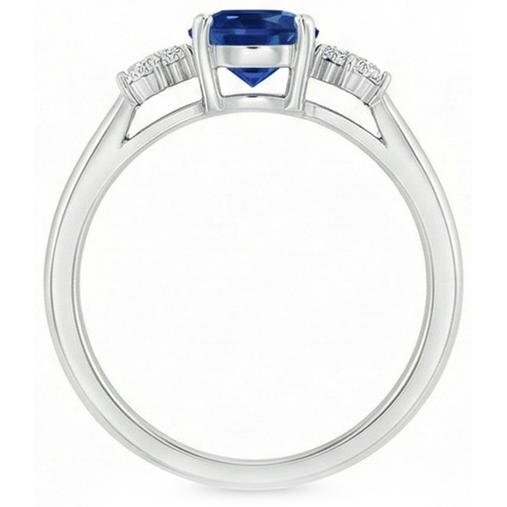 Prong Set Ceylon Blue Sapphire Natural Earth Mined Diamonds 3.20 Ct Wedding Ring Gold