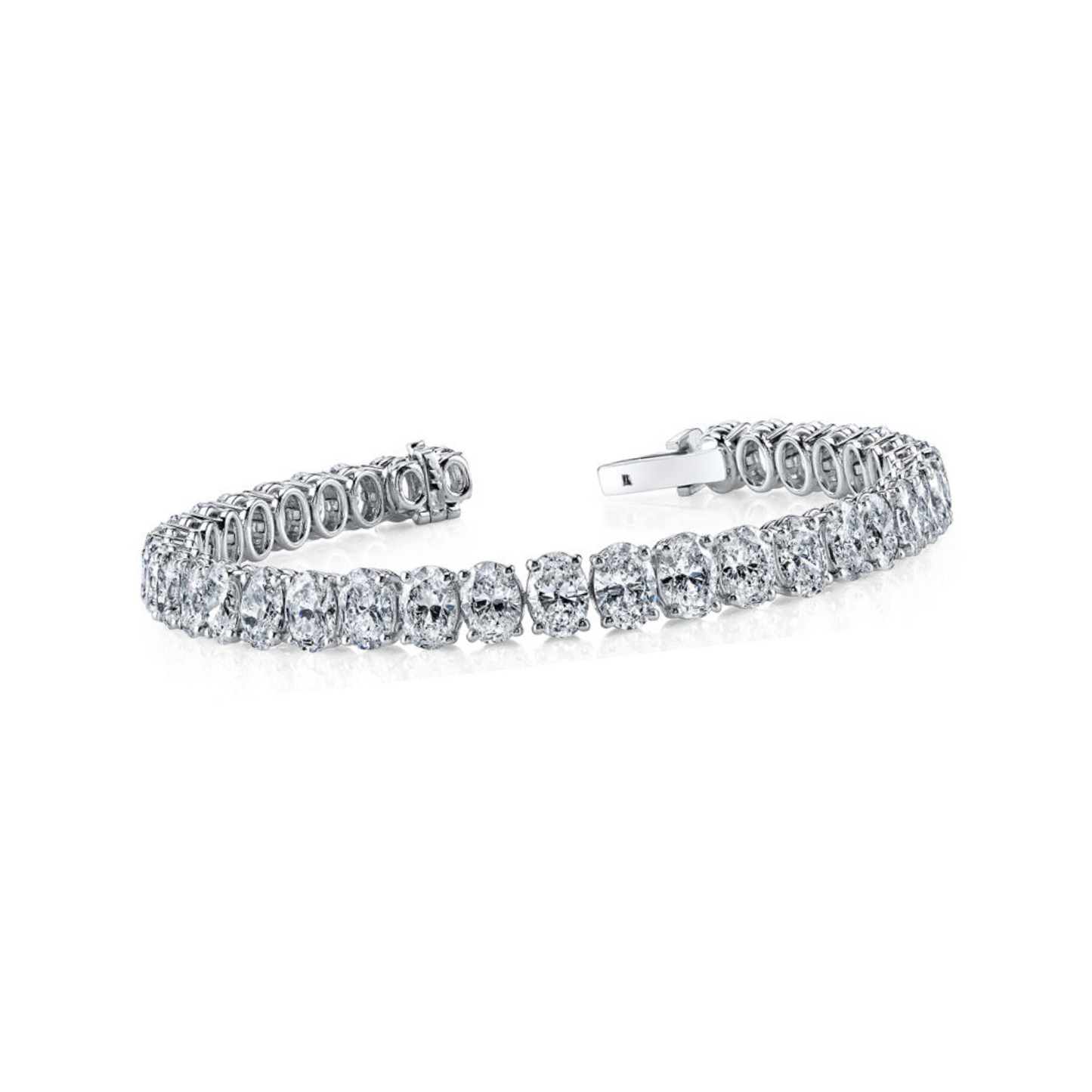 Prong Oval Lab Grown Diamond Tennis Bracelet Solid Gold Fine Jewelry 13.75 Ct.