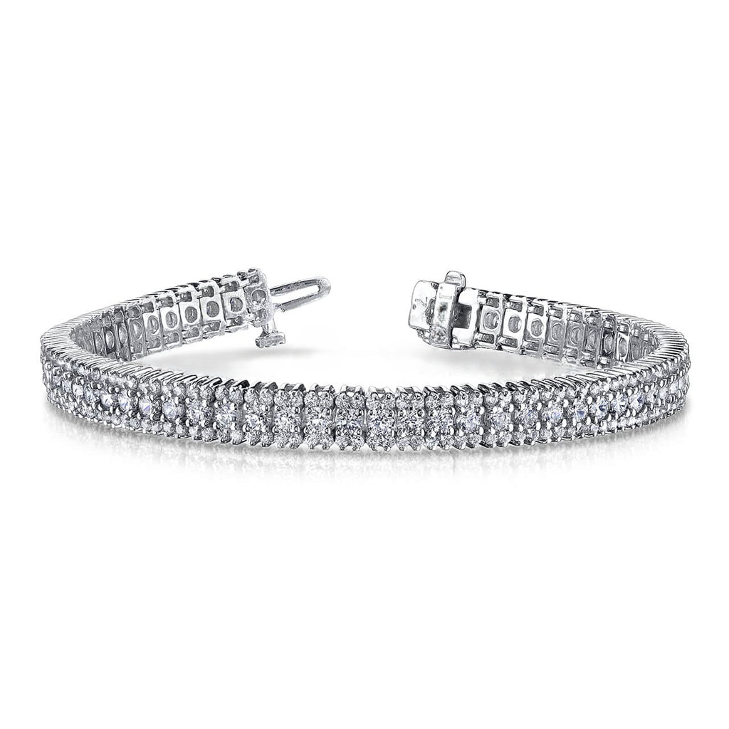 Prong Set 11 Ct Round Brilliant Cut Lab Grown Diamonds Bracelet White Gold