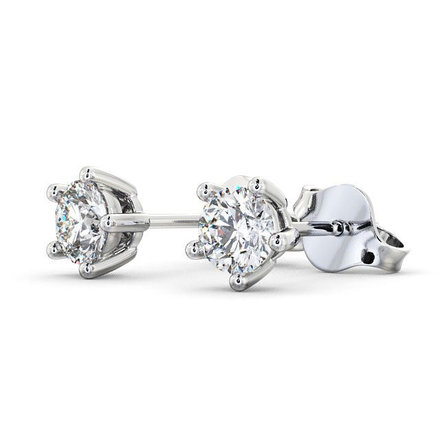 Prong Set 2 Carats Round Cut Lab Grown Diamonds Studs Earrings 14K Gold Diamond
