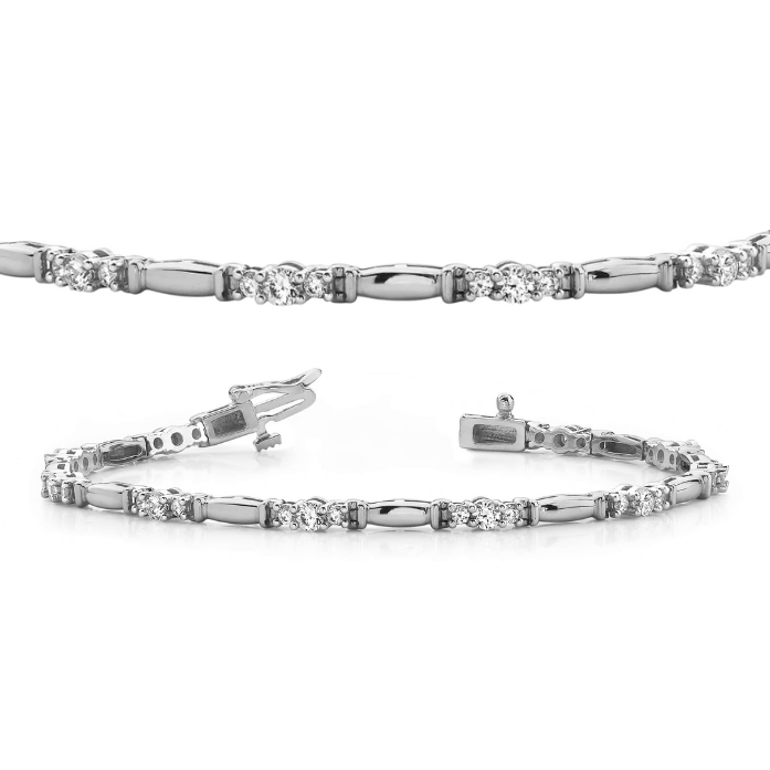 Prong Set Ladies Round Cut Lab Grown Diamond Tennis Bracelet White Gold 4 Ct