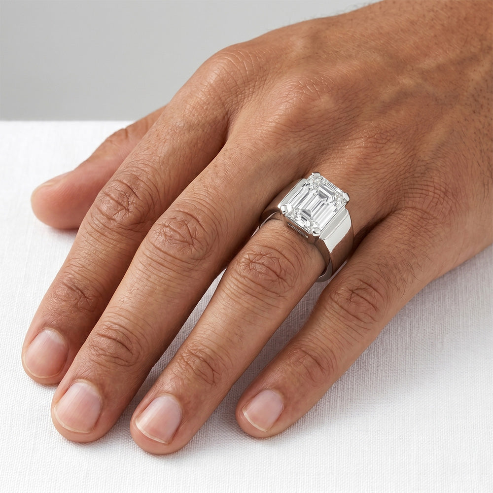Radiant IGI Certified Fine Diamond Men's Ring – 4 ct 14K White