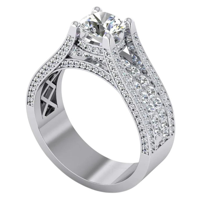 Real 4 Carats Ladies Natural Earth Mined Diamond Engagement Ring Gold 14K