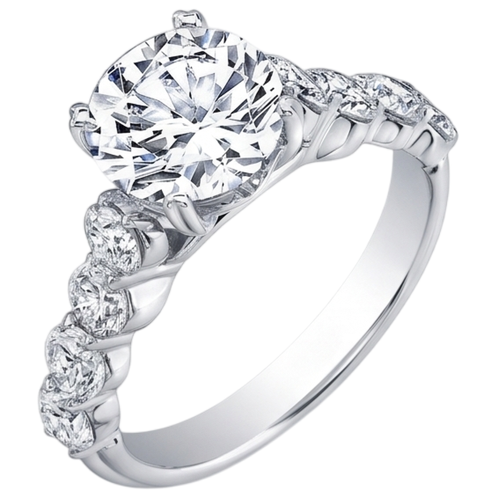 Real Natural Earth Mined Diamond Accented Engagement Ring 4.10 Carats White Gold 14K
