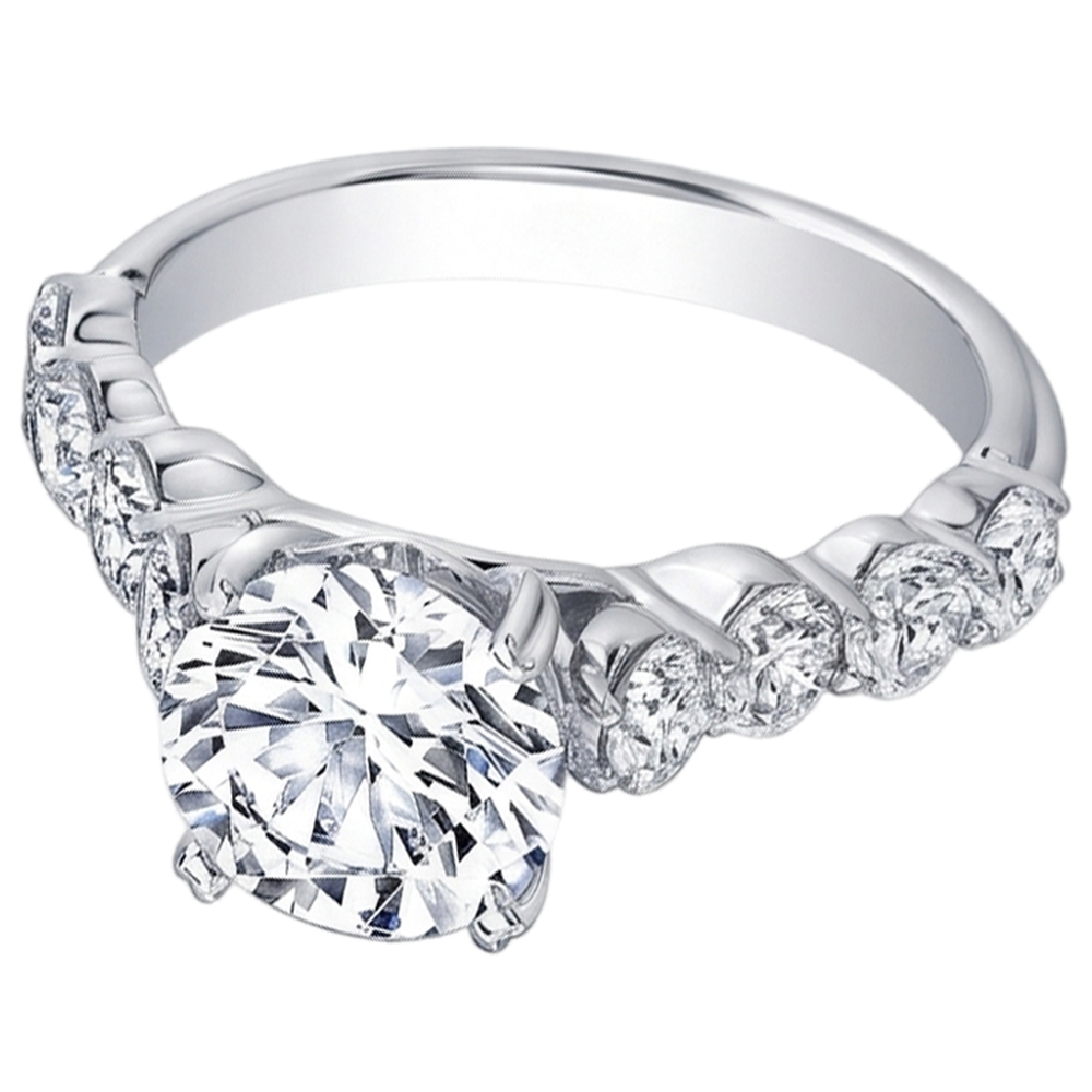 Real Natural Earth Mined Diamond Accented Engagement Ring 4.10 Carats White Gold 14K