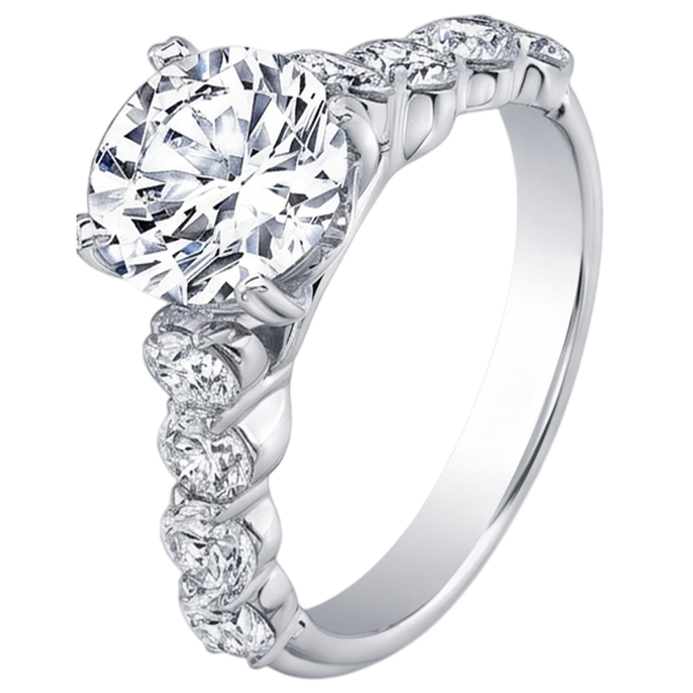 Real Natural Earth Mined Diamond Accented Engagement Ring 4.10 Carats White Gold 14K