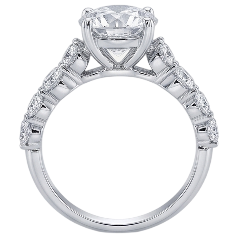 Real Natural Earth Mined Diamond Accented Engagement Ring 4.10 Carats White Gold 14K