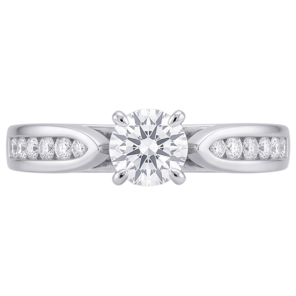 Real Natural Earth Mined Diamond Cathedral Setting Engagement Ring Brilliant Cut WG 14K