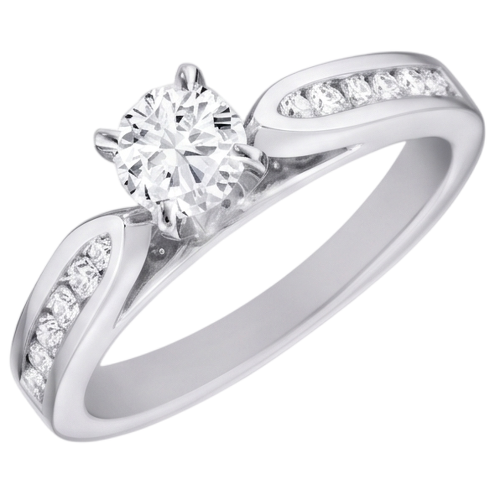 Real Natural Earth Mined Diamond Cathedral Setting Engagement Ring Brilliant Cut WG 14K