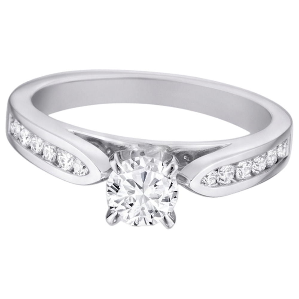 Real Natural Earth Mined Diamond Cathedral Setting Engagement Ring Brilliant Cut WG 14K