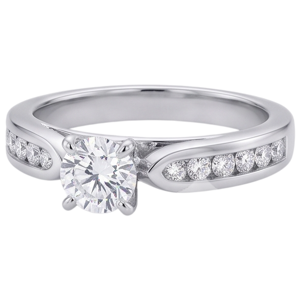 Real Natural Earth Mined Diamond Cathedral Setting Engagement Ring Brilliant Cut WG 14K