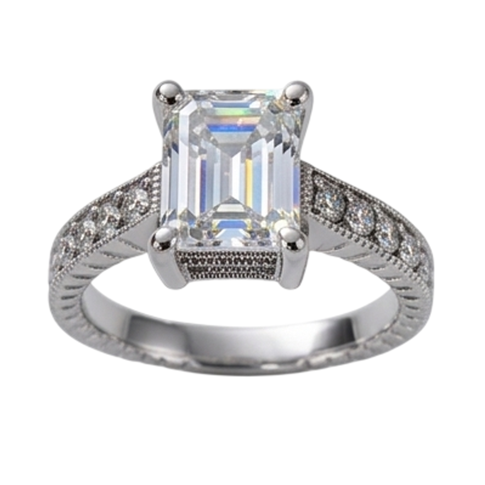 Real Natural Earth Mined Diamond Engagement Ring 1.50 Ct. Vintage Style White Gold 14K