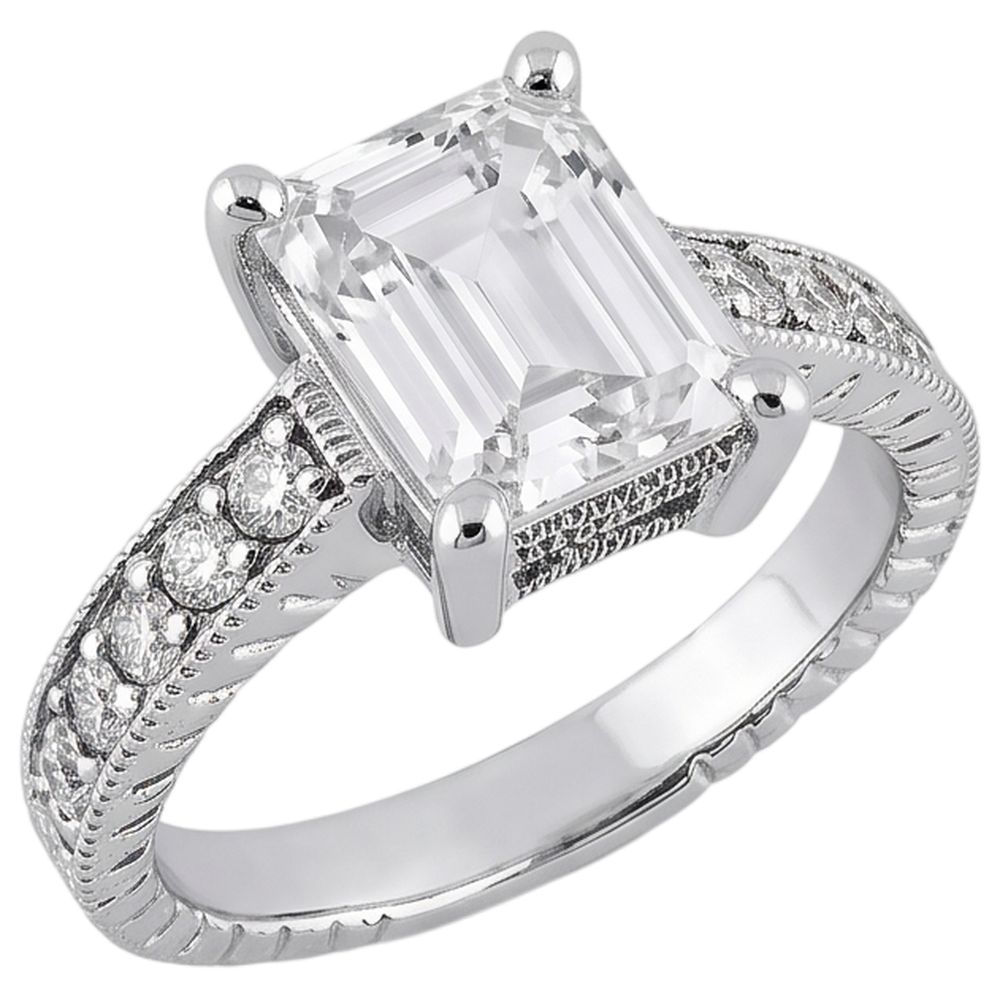 Real Natural Earth Mined Diamond Engagement Ring 1.50 Ct. Vintage Style White Gold 14K