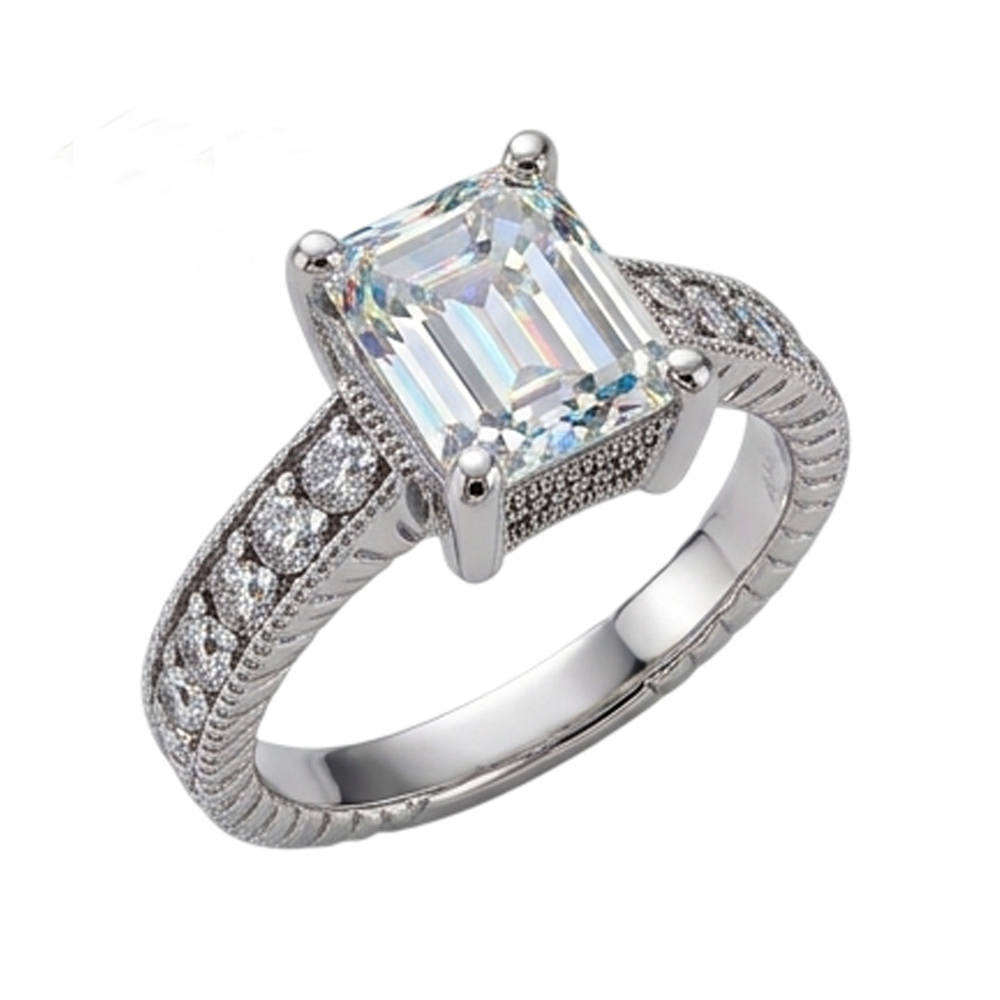 Real Natural Earth Mined Diamond Engagement Ring 1.50 Ct. Vintage Style White Gold 14K