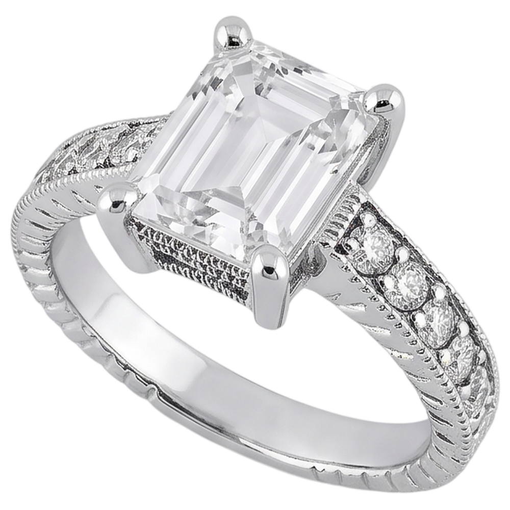 Real Natural Earth Mined Diamond Engagement Ring 1.50 Ct. Vintage Style White Gold 14K
