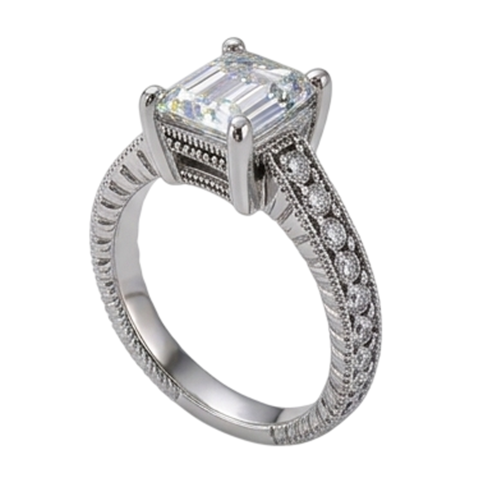 Real Natural Earth Mined Diamond Engagement Ring 1.50 Ct. Vintage Style White Gold 14K