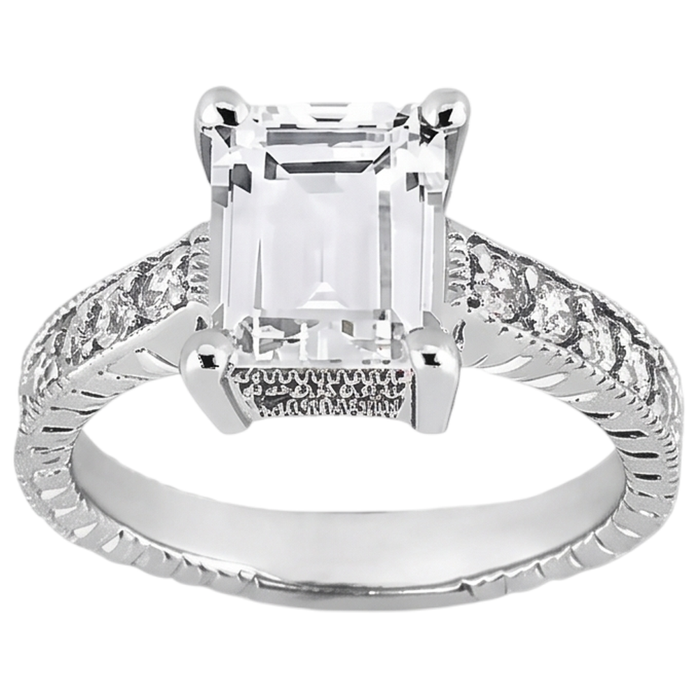 Real Natural Earth Mined Diamond Engagement Ring 1.50 Ct. Vintage Style White Gold 14K