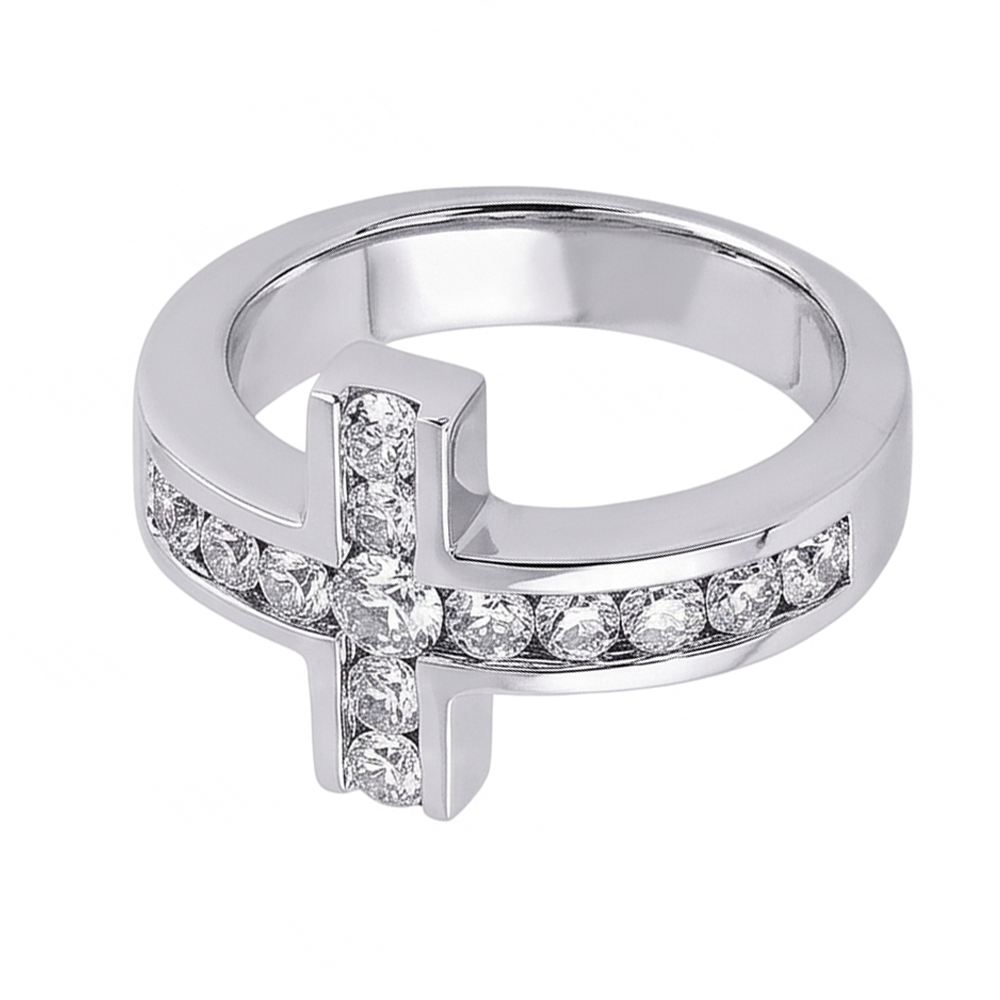 Real Natural Earth Mined Diamonds Cross Shape Engagement Fancy Ring 1.41 Ct. White Gold 14K
