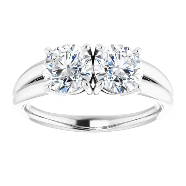 Real Two Stone Diamond Engagement Ring