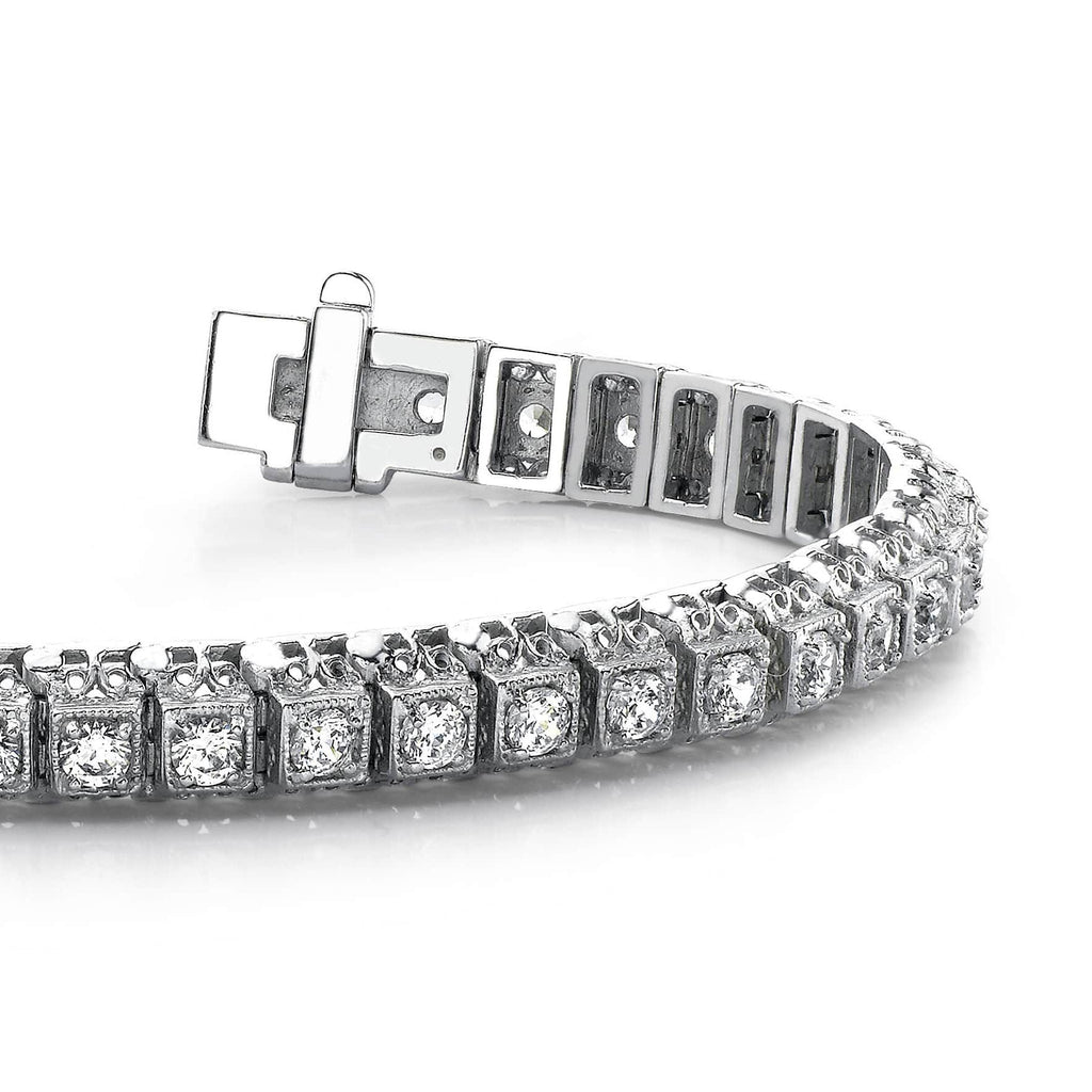 Real Natural Earth Mined Diamond Tennis Bracelet 4.40 Carats White Gold 14K