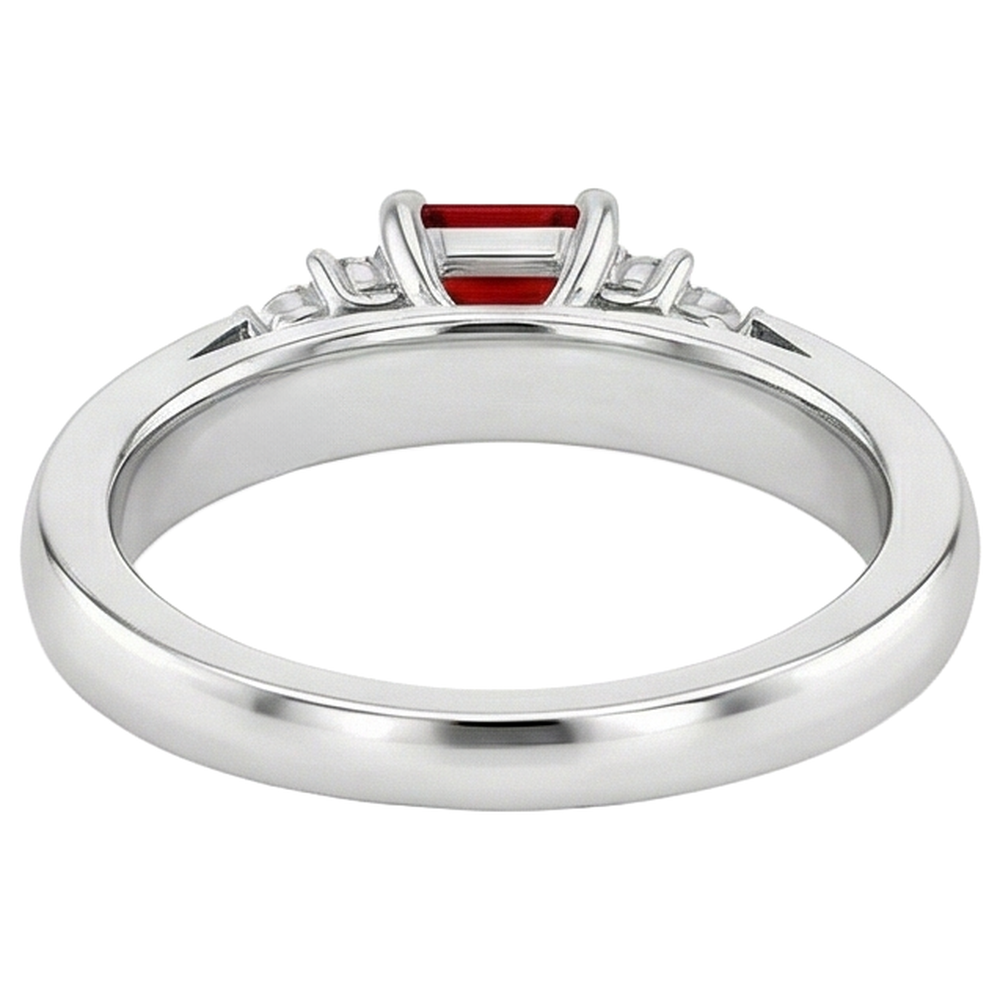 Red Ruby And Natural Earth Mined Diamonds 3.40 Carats Ring White Gold 14K