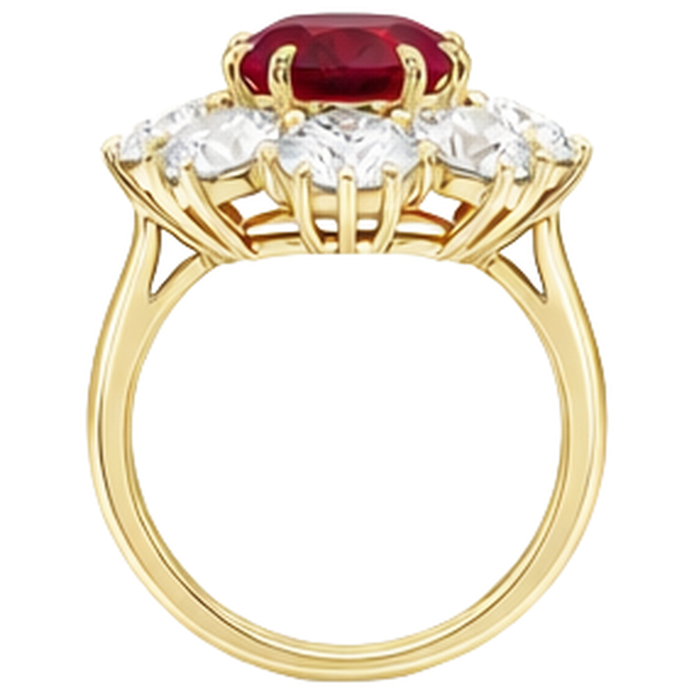 Red Ruby With Natural Earth Mined Diamonds 3 Carats Engagement Ring 14K Yellow Gold